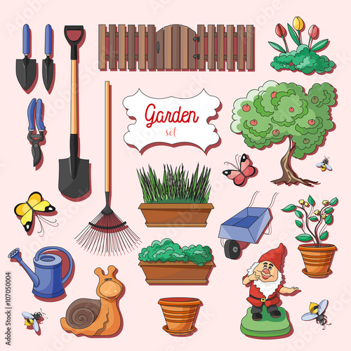 Gardening icons set