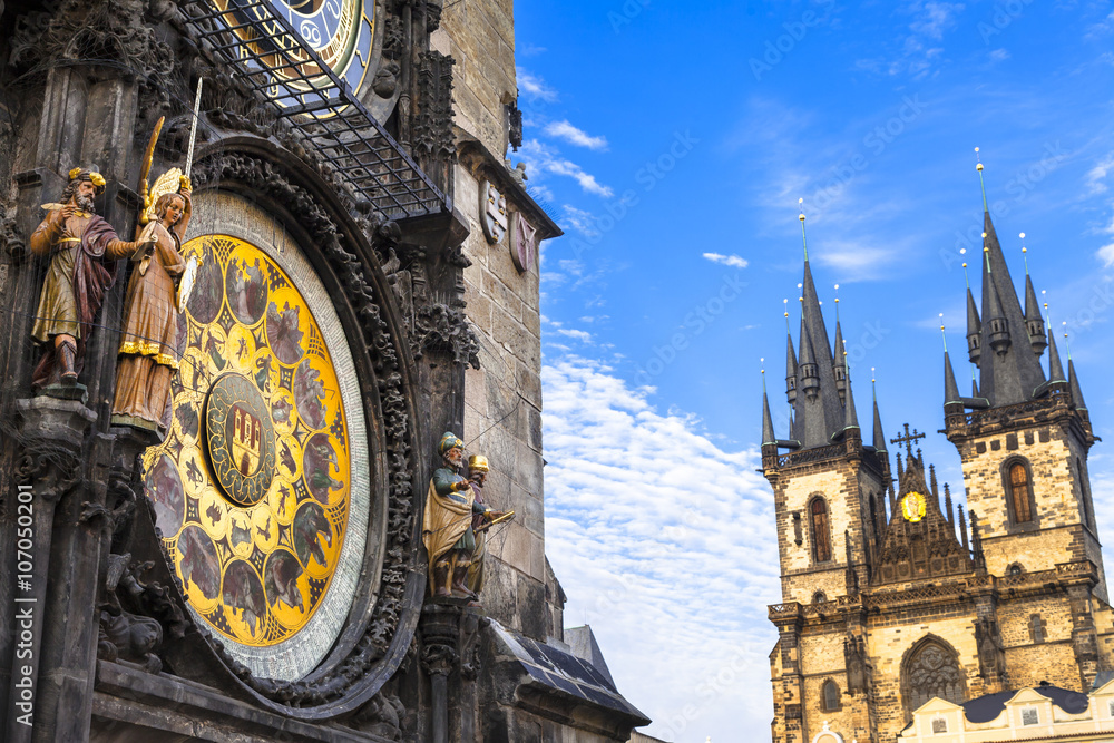 Fototapeta premium European landmarks - famous astrological clocks in Prague