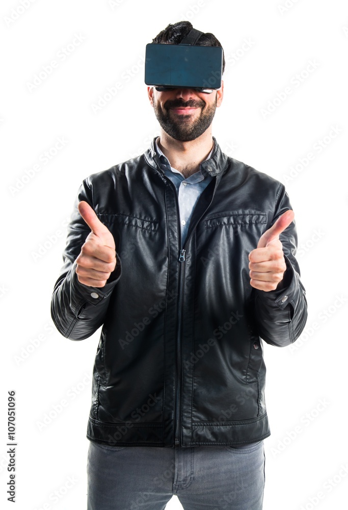 Man using VR glasses Man using VR glasses
