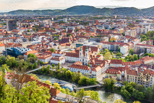 Aerial View Of City Center - Graz, Styria, Austria photo