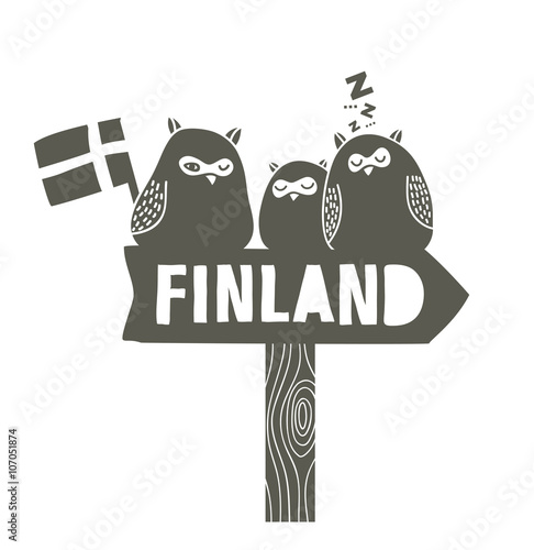 Scandinavian invitation with cute owls.
