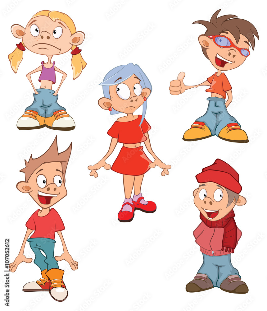 illustration of a Cute Little Girls and Boys. Cartoon illustration of a Cute Little Girls and Boys. Cartoon