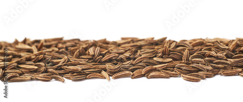 Line of cumin seeds isolated