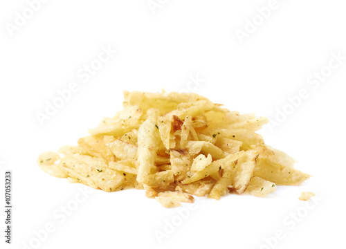 Big pile of potato chips isolated