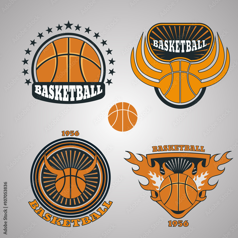 set of basketball team emblem vector eps 10