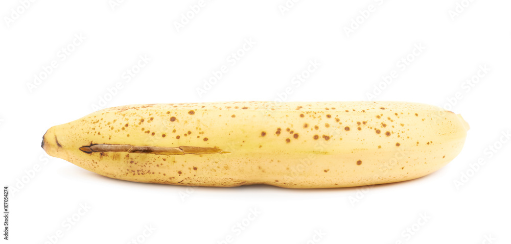 Single spotted banana isolated