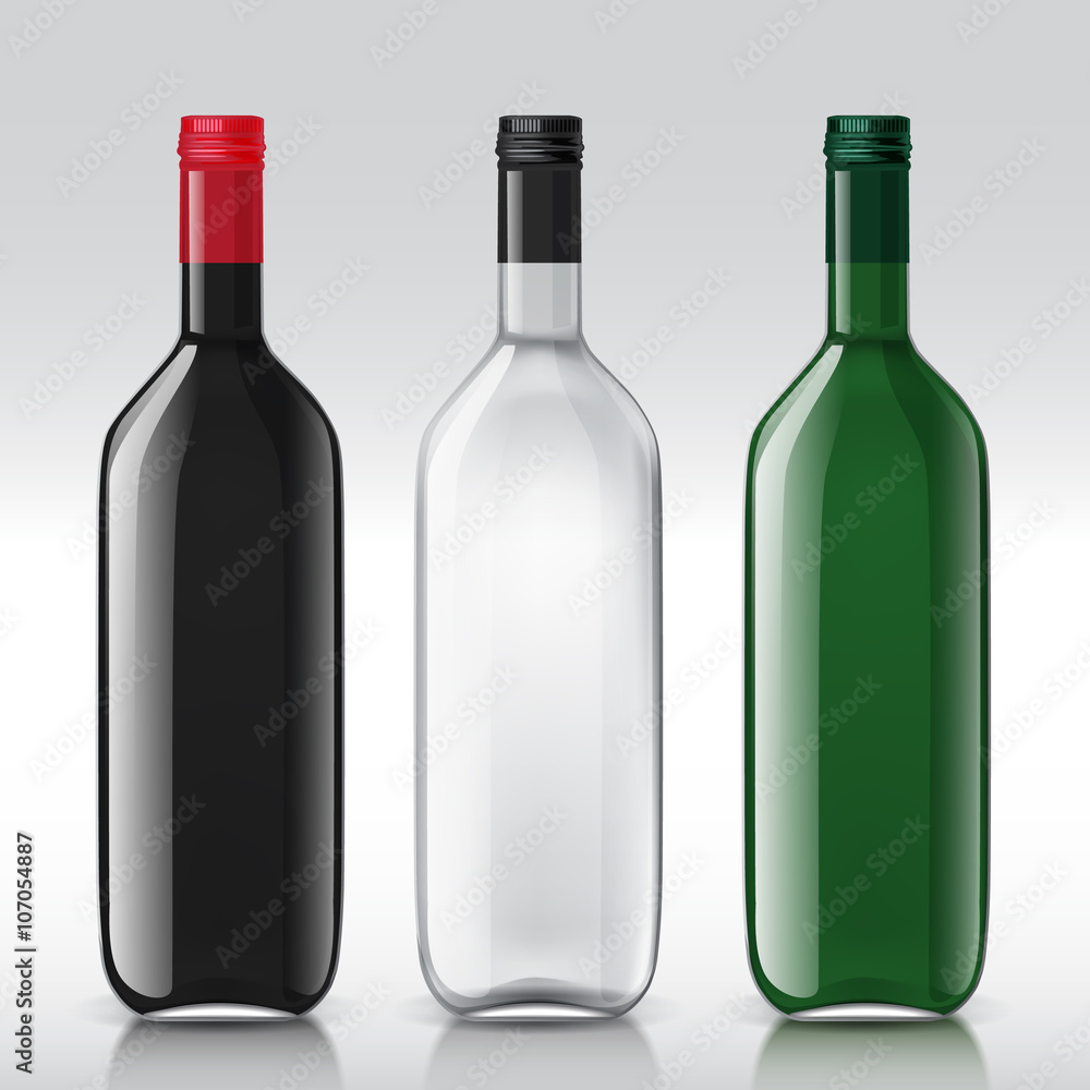 Set of transparent bottles for different wines. These templates are perfect for your design. illustration Set of transparent bottles for different wines. These templates are perfect for your design. illustration