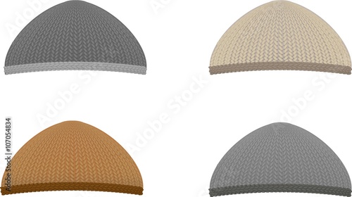 Set of four knitted caps