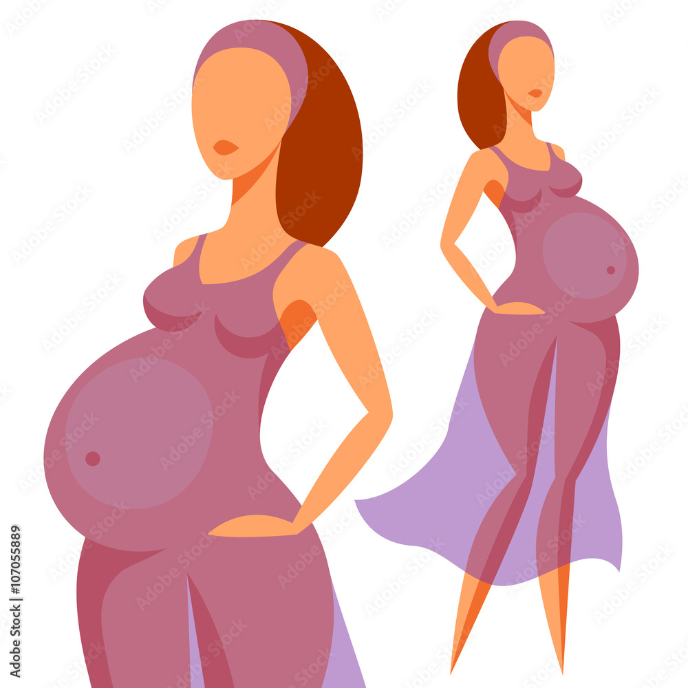 Stylized silhouette of pregnant woman. Illustration for websites, magazines and brochures