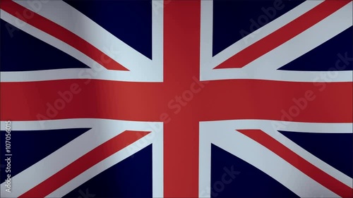 Realistic Ultra-HD flag of the United Kingdom waving in the wind. Seamless loop with highly detailed fabric texture.