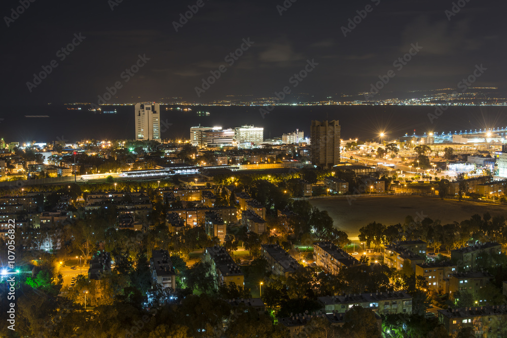 Naklejka premium Haifa port view from Mount Carmel