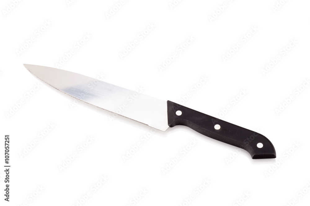 steel kitchen knives on white background steel kitchen knives on white background