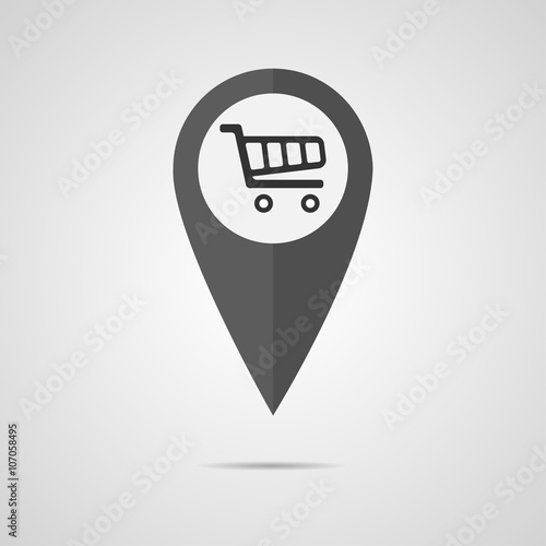 Pointer black shopping trolley, vector illustration