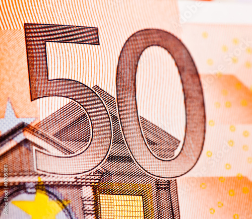 50 euro banknotes, close up