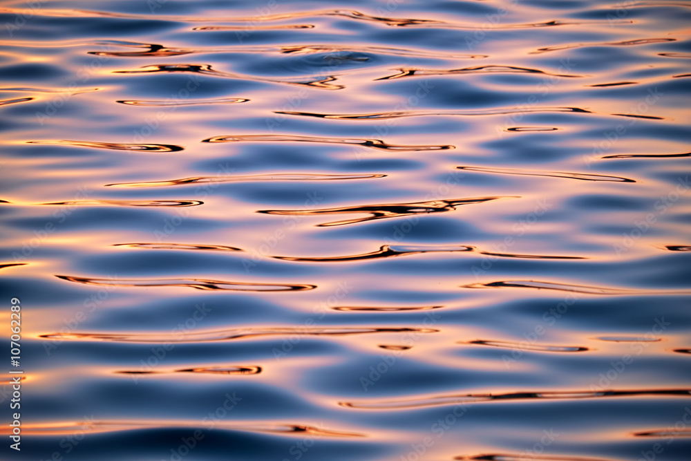 Sunset water reflection background - obrazy, fototapety, plakaty 