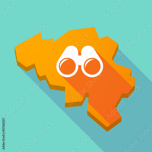 Long shadow map of Belgium with a binoculars
