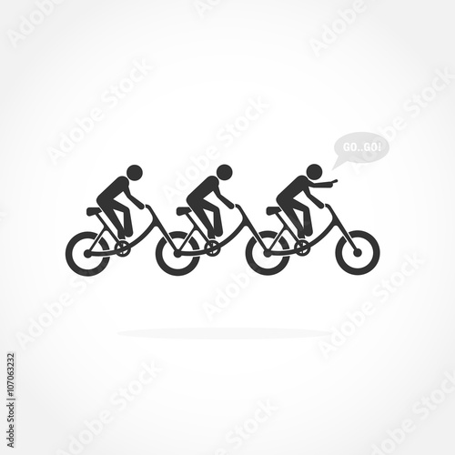Fototapeta Naklejka Na Ścianę i Meble -  Businessman and bicycle symbol.Bicycle rider silhouette sign
