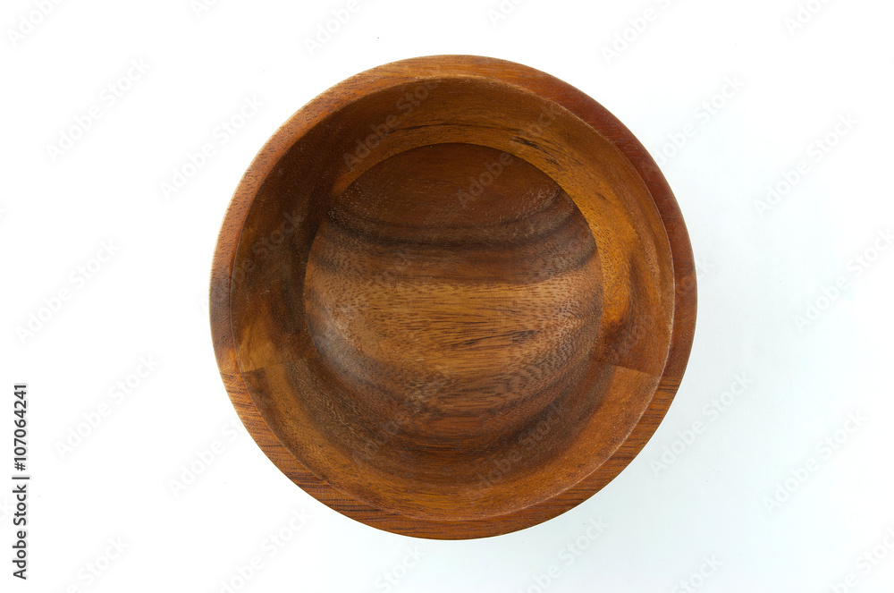 Top view of wooden cup isolated on white background Top view of wooden cup isolated on white background