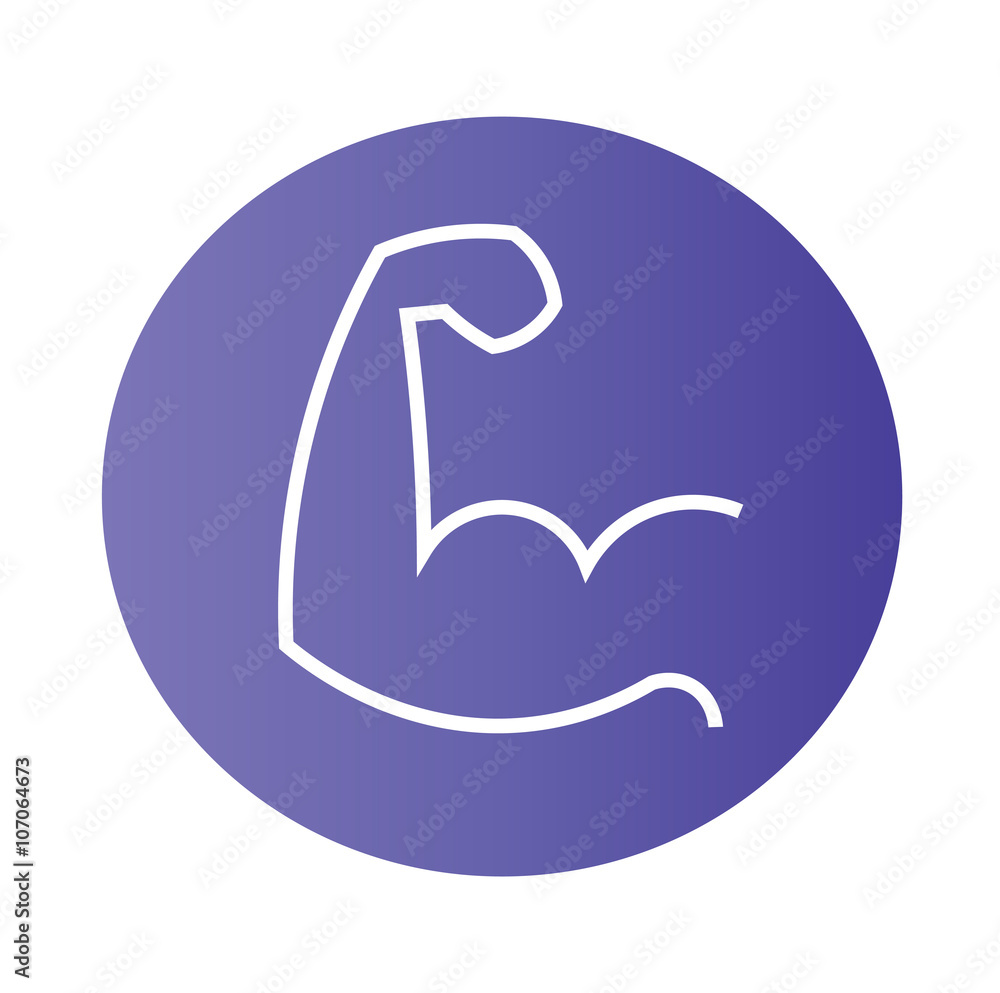 Image of muscular arm in colorful circle, isolated on white. Vector illustration. Image of muscular arm in colorful circle, isolated on white. Vector illustration.