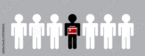 Terrorism - suicide bomber in crowd of innocent people