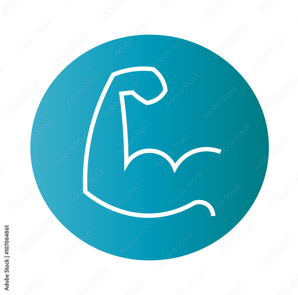 Image of muscular arm in colorful circle, isolated on white. Vector illustration. Image of muscular arm in colorful circle, isolated on white. Vector illustration.