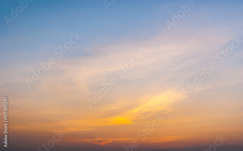 twilight sky with colorful sunset and clouds