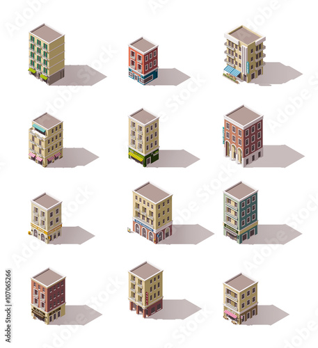 Vector isometric buildings set