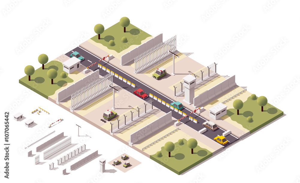 Vector isometric border checkpoint