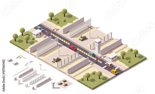 Obraz na płótnie Vector isometric border checkpoint w salonie
