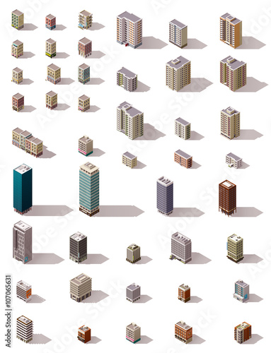 Vector isometric buildings set