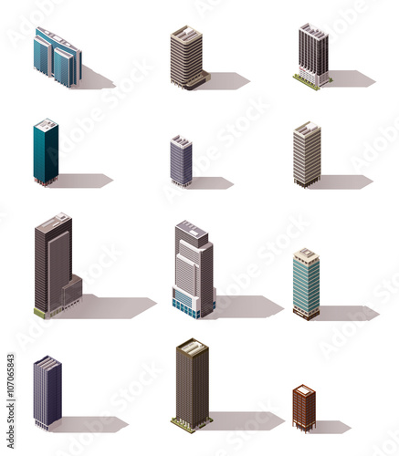 Vector isometric buildings set