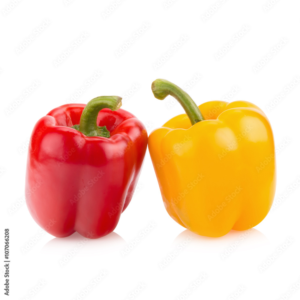 Fresh vegetables sweet Red, Yellow, Peppers isolated on white ba Fresh vegetables sweet Red, Yellow, Peppers isolated on white ba