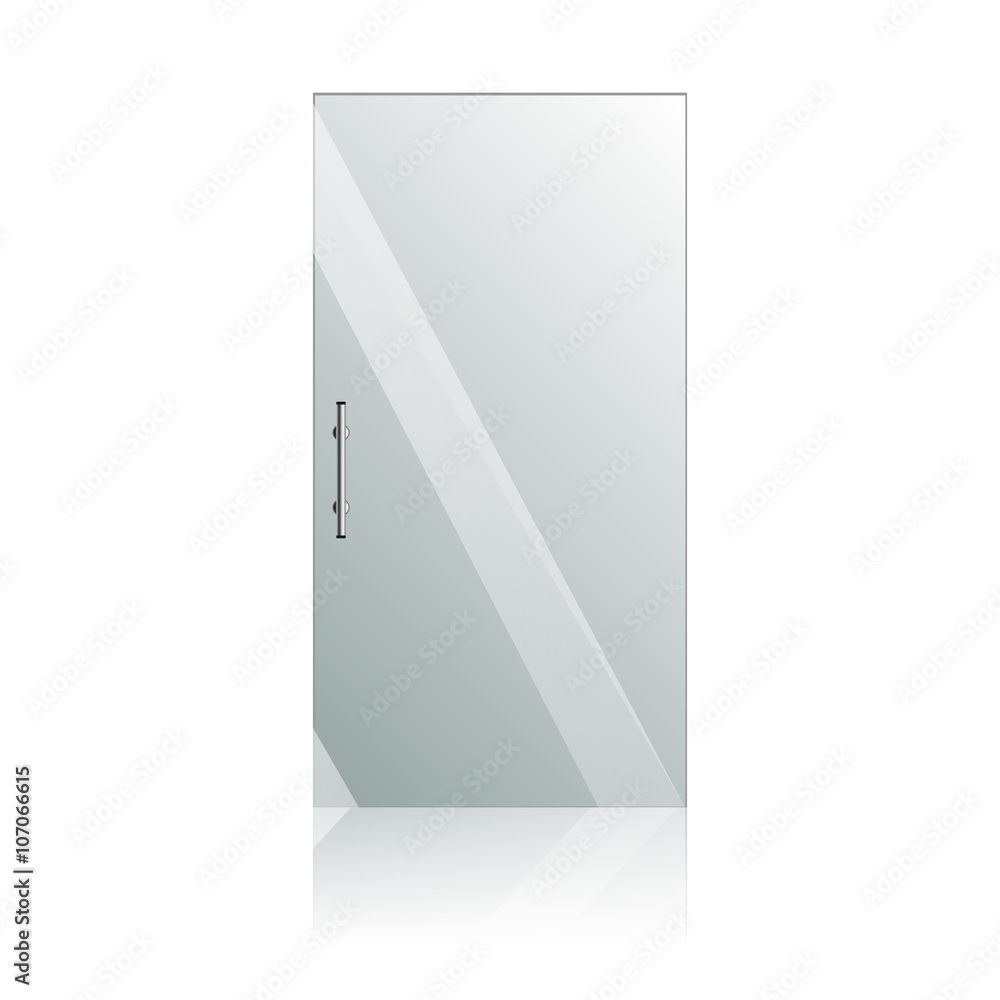 Glass doors with chrome silver handles set Glass doors with chrome silver handles set