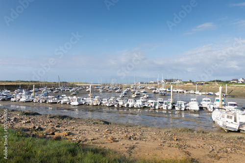  Port of Portbail in France, Normandy in tidal with Boats