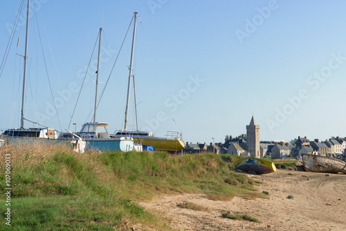 view of Portbail, France, Normandy in tidal