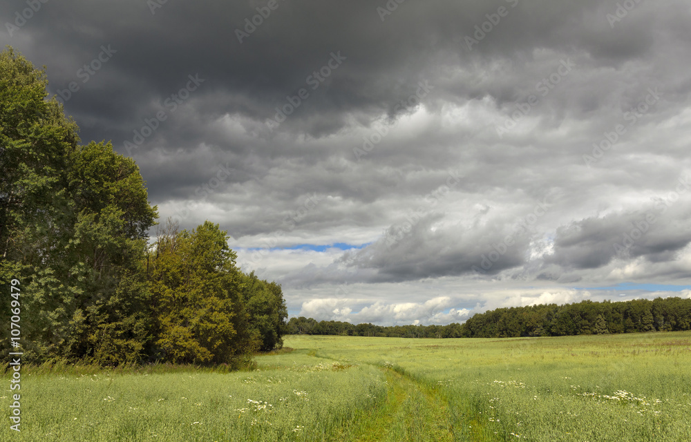 Dark storm clouds over the field Dark storm clouds over the field
