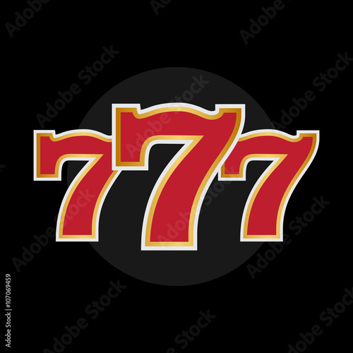 Lucky seven logo with gold sparks on black background