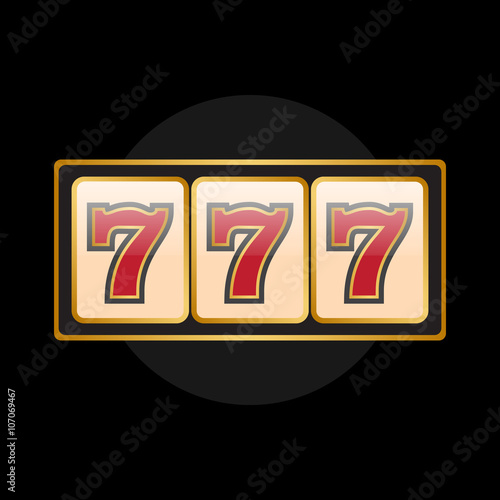 Slot machine symbols on black background. Lucky seven