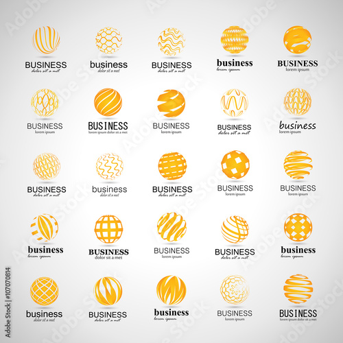 Sphere Icons Set-Isolated On Gray Background-Vector Illustration,Graphic Design. Different Logotype Template