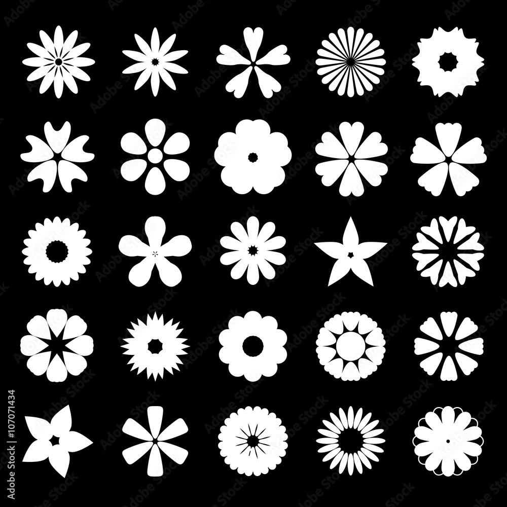 set of silhouette flat flower set of silhouette flat flower