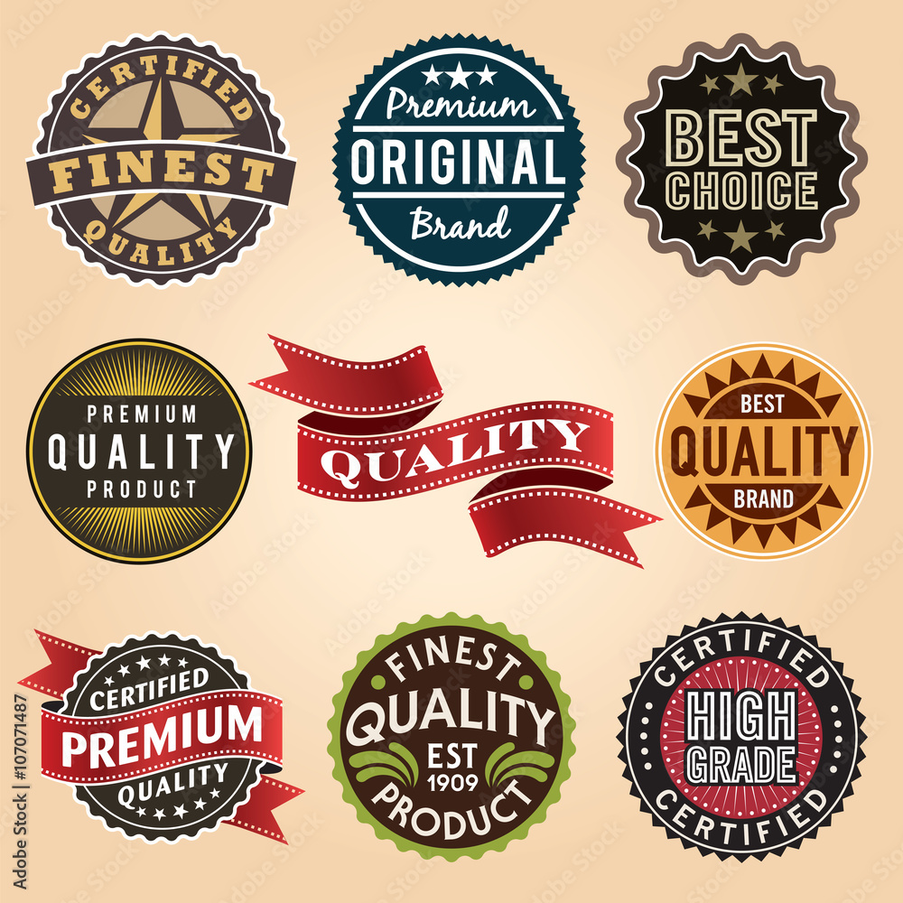 Set of Vintage Labels. Also available in black and white.