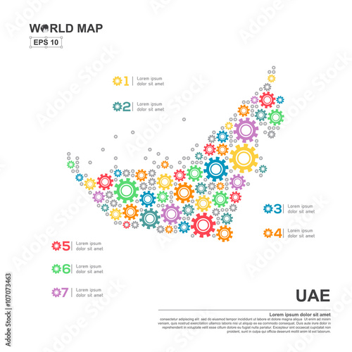 Map Of United Arab Emirates Infographic design template with gea