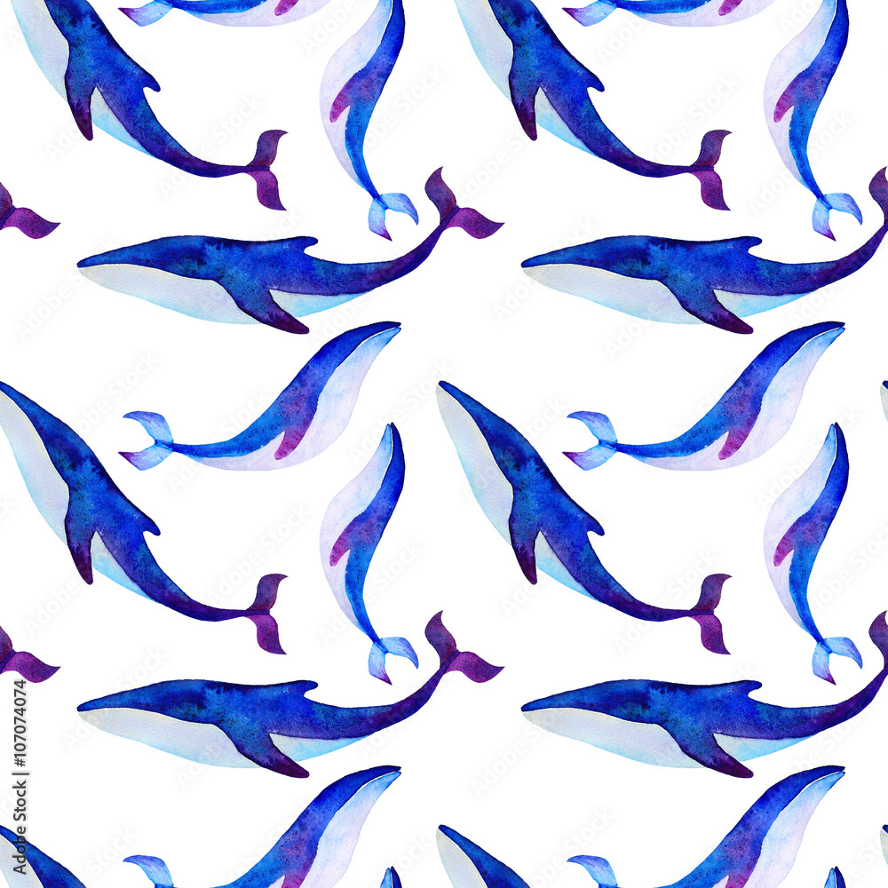 Fototapeta premium Whale. Watercolor illustration