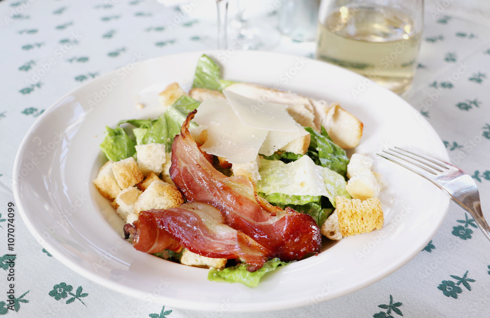 Caesar salad with bacon. Caesar salad with bacon.