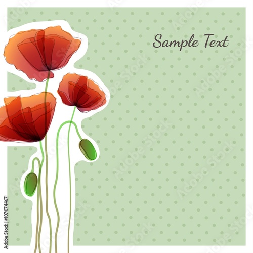 Card with poppy flowers