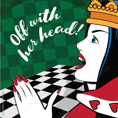 Alice in Wonderland off with her head design. EPS 10 vector.