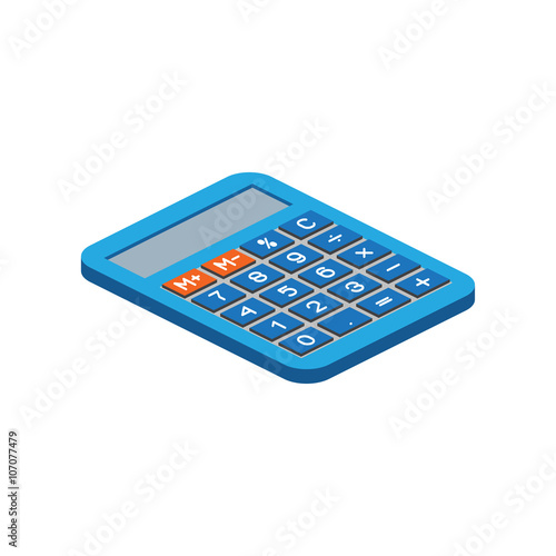Isometric calculator on white background. For web design and app
