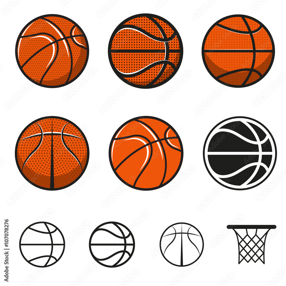 Set of basketball balls