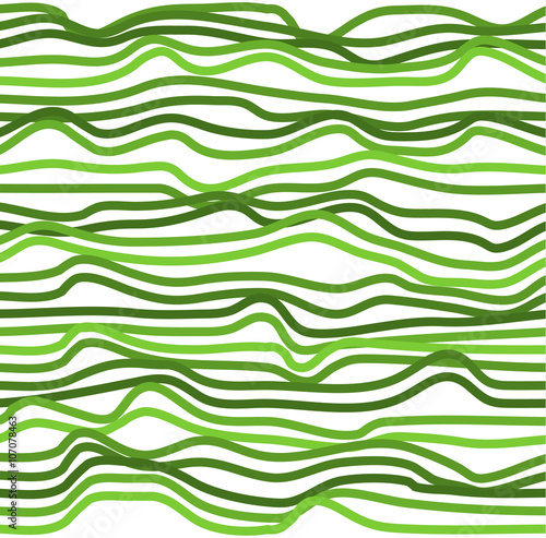 Seamless abstract background of green wavy lines pattern