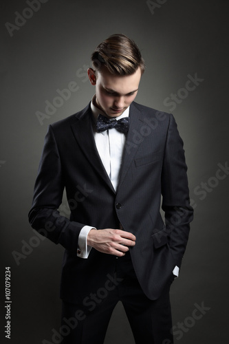 Fashion model posing with business suit